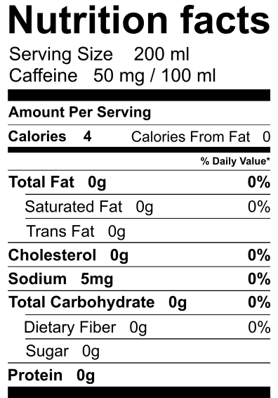 clear coffee nutrition facts